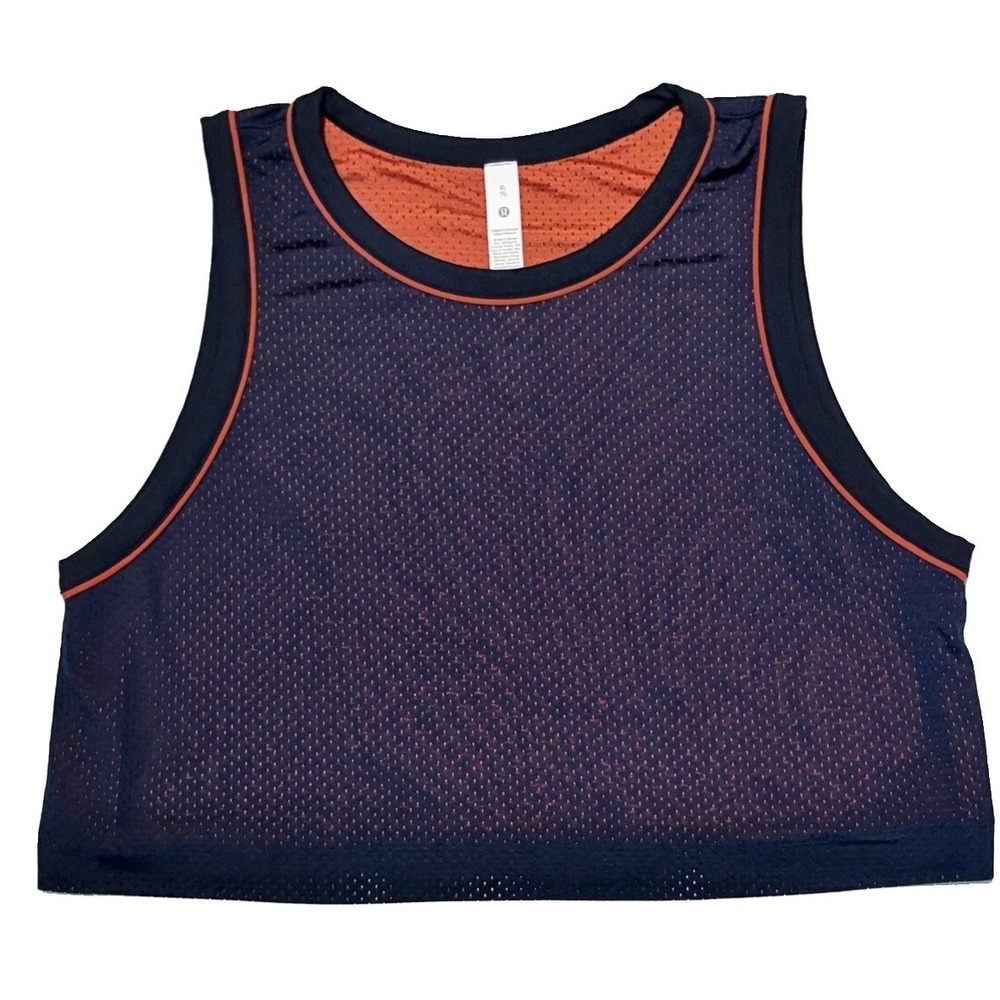 Lululemon Women Reversible Mesh Tank Top Navy Orange LW1FEFS‎ XL